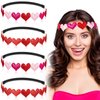 4 Pieces Valentine's Day Headbands Glitter Heart Love Headband Cute Head Bands Cupid Elastic Hair Accessories No Slip Headpiece for Women Girls Party, Pink, Red
