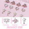 YAEISM 12PCS Nail Art Charms Crystal Heart Nail Charms Pink Shiny Planet Charms 3D Alloy Star Nail Charm Shiny Flatback Diamond Nail Gems Rhinestones for Nail Art and DIY Crafts Jewelry Decoration