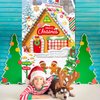 Gingerbread House Door Cover Christmas Front Door Banner Backdrop Xmas Gingerbread Man Theme Hanging Door Decorations for Winter Holiday Shower Birthday Party Supplies, 71 x 35 Inches