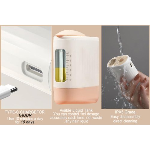 Hair Oil Applicator Comb, Smooth Root Comb Applicator Brush for Scalp Oil, Anti Hair Loss Serum Dispenser, Anti-leak, Scale Control, USB Rechargeable, 6ML Bottle