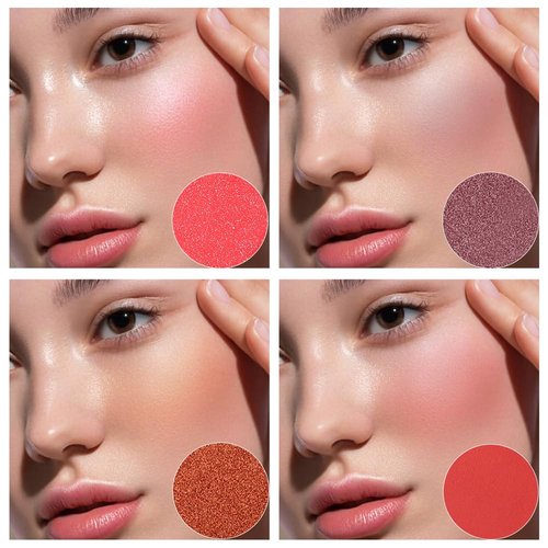 TINTARK Blush Palette, Bronzer Matte Blush and Highlighter Palette, Cheek Blush Makeup, Bright Pink Blush Powder, Rose Magenta Peach Red, Talc Free