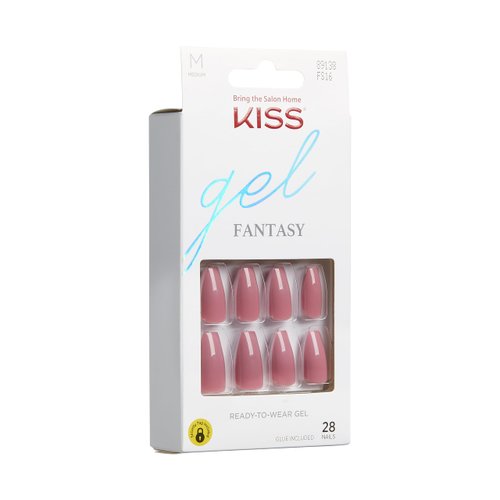 KISS Gel Fantasy Press On Nails, Nail glue included, Letter To Ur EX', white, Medium Size, Coffin Shape, Includes 28 Nails, 2g glue, 1 Manicure Stick, 1 Mini File