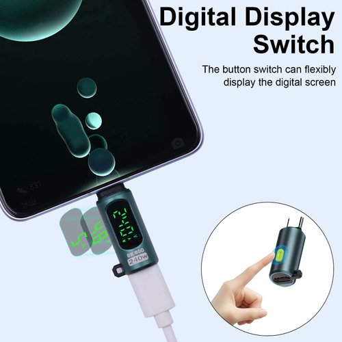 Poyiccot USB Type C Extension Adapter 80Gbps, 240W USB C Extender to Switch LED Digital Dispaly, 8K@60Hz USB C Extension Adapter for iPhone,Thunderbolt 5/4, MacBook, 2Pack in Grey