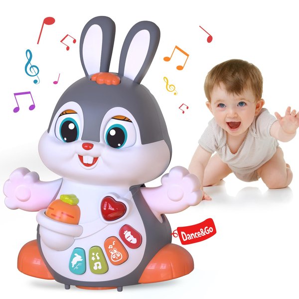 Yerloa Musical Bunny Crawling Toys for Babies 6-12 Month Dancing Music Light Baby Toys, Tummy Time Toy Development Learning Toys for 6 8 9 10 12 Month Toddler Birthday Gift for 1 2 Year Old Boy Girl