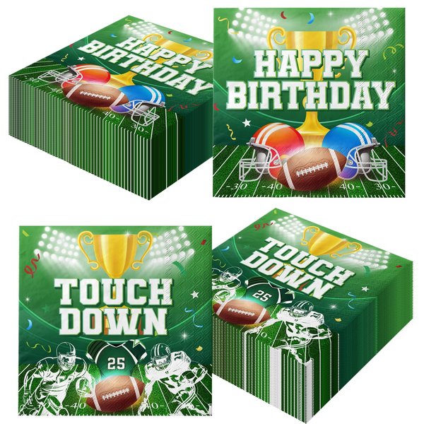 40Pcs Football Napkins,Football Birthday Party Decorations Football Napkins for Party Touchdown Theme Paper Napkins for Football Party