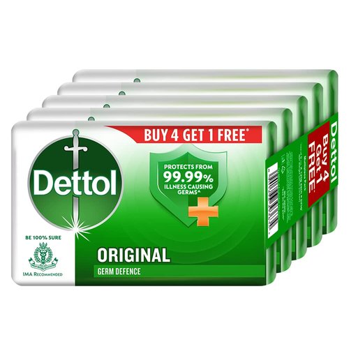 Dettol Original Germ Protection Bathing Soap bar, 125gm (Pack of 5)