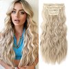 REECHO Hair Extensions, 4PCS Clip in Hair Extensions HE001 Natural Soft Synthetic Hairpieces for Women, Dark Ash Blonde