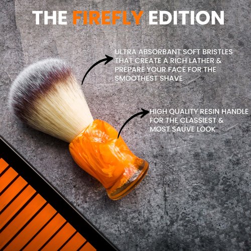 RUBAB MEN Shaving Brush for Men |Firefly Edition| Super Soft Cruelty Free Bristles & Premium Ergonomic Handle Handcrafted with Passion