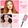 3 Pieces Curved Vented Boar Bristle Hair Brushes Fast Dry Detangling Hair Brush Curved Vented Styling Hair Brush Fast Blow Drying Hair Brush for Wet, Long and Curly Hair, 3 Colors