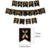 KALOR Happy New Year Banner, Black Gold Happy New Year 2025 Sign for Happy New Year Decorations 2025 New Years Eve Party Decorations