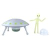 Off the Wall Toys Alien Glow-in-The-Dark UFO Space Ship and Bendable Action Figure Toy