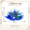 Yokawe 20s Feather Hair Clip Elegant Blue Peacock Feather Hair Clips with Crystal Gatsby Party Head Accessories for Women