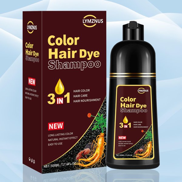 CSFDXD Instant Dark Coffee Hair Dye Shampoo 3 in 1 for Gray hair, Herbal Brown Hair Color Shampoo for Women and Men,100% Gray Hair Coverage,Dark Brown Hair Shampoo colors 500ml