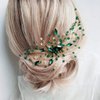 Kercisbeauty Boho Crystal Hair Comb for Women Wedding Bridal Headpiece Prom Hair Accessories (Green)