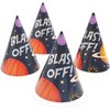 BLUE PANDA Blast Off Outer Space Birthday Party Hats (24 Pack) Black