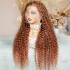 TopSilky Reddish Brown Curly Wigs Human Hair 13x6 Auburn Brown Kinky Curly Lace Front Human Hair Wig Pre Plucked with Baby Hair 180% Density HD Lace Frontal Wigs Human Hair 26 Inch