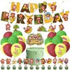 38Pcs Monkey Theme Birthday Party Supplies and Decorations Monkey Happy Birthday Banner,Latex Balloon, Cupcake Toppers, Set Animal Birthday Party Supplies for Kids Family