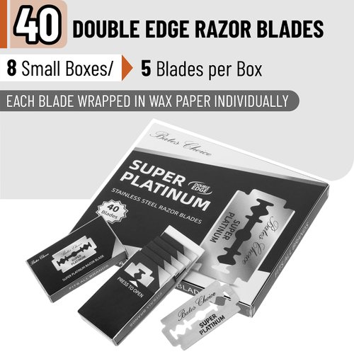 Bates- Double Edge Razor Blade, Stainless Steel, 40 Pack, Razor Blades for Men, Safety Razor Blades Double Edge, Shaving Blades for Men, Blades for Shaving, Mens Razor Blades, Razors Blades for Men