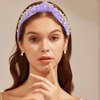 Uintoon Purple Knotted Headband Sparkly Rhinestone Headbands Women Girls Wide Top Knot Shiny Headbands Headpieces Crystal Beaded Jeweled Hairbands Fashion Embellished Hair Band Non Slip Accessories