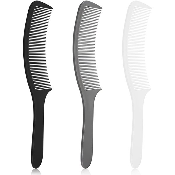3-Piece Curved Barber Clipper Comb Set in Black, White, Grey: Perfect for Professional Haircuts and Styling, Ergonomic Flat Top Design