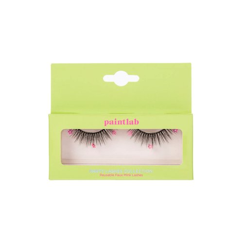 PaintLab Synthetic Lashes, False Eyelashes Natural Look, Lightweight Reusable Lash Extension Strip For Kids, Teens and Women, 1 Pair, Pink Floral Lashes
