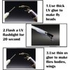 GREATFISHING Fly Tying UV Clear Glue and Power Light Combo Three Bottles Thick Thin and Soft +12 LED Light for Building Flies Heads Bodies Wings and Gluing Eyes