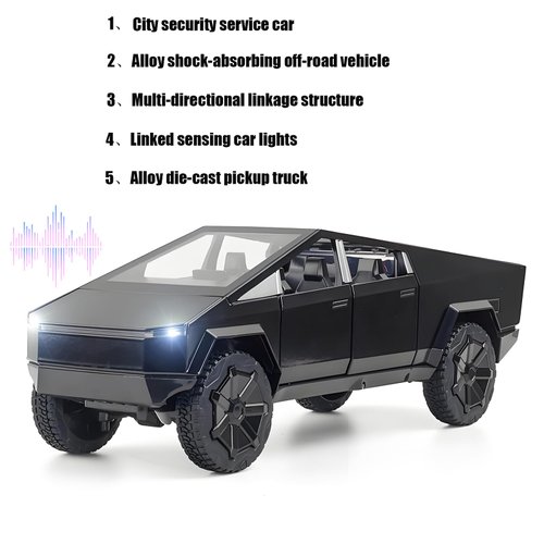 Toy Trucks Toy Car with ATV Alloy Diecast Metal Model Pickup Truck 1/32 City Security Police Car with Sound and Light Effect Gift Age for 6 Year Old and Up