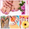 336 Pieces 12 Sets Toenail Press Ons Fake Toe Nails Short Square False Toenails Glue-on Solid Color Full Cover Press on Nails Matte Fake Toenails for Women and Girls(Bright Colors)