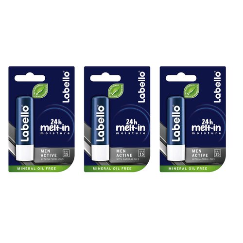 Labello Active Lip Care for Men 4.8g/5.5ml SPF 15-3 Pack