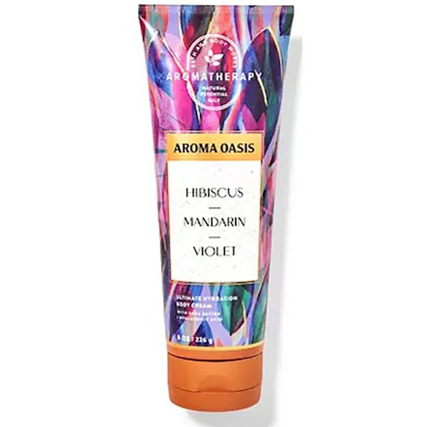 Bath and Body Works Hibiscus Mandarin Violet Body Care Aromatherapy Moisturizing Body Cream w/Essential Oils - 8 oz Many Scents (Hibiscus Mandarin Violet)