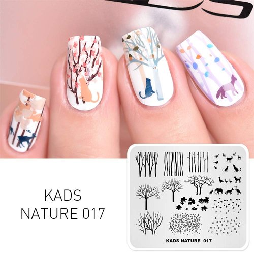 KADS Nail Stamping Plate Leaves Nature Template with Stamper Image Design Plates for Nail Art Decoration and DIY Nail Art 4 Plates
