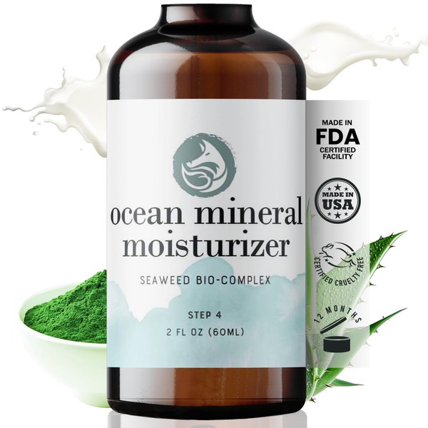 Ocean Mineral Facial Moisturizer - Vegan - Natural & Organic Face Lotion for Women Daily Use - Sensitive Oily Dry and Other Skin Types - Anti Aging Hydrating - Seaweed Bio-Complex 2 oz