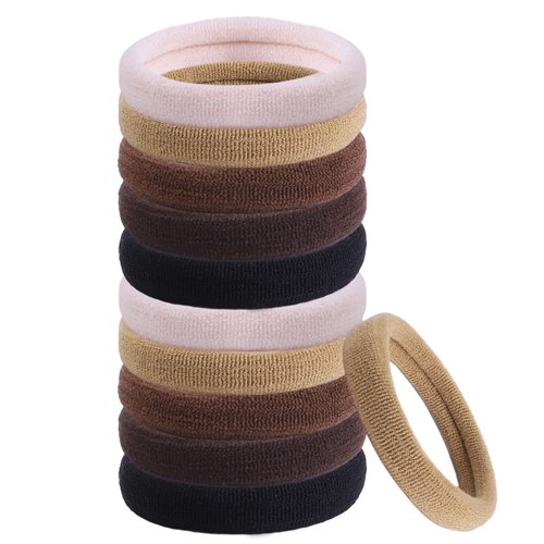 100 Pcs Elastic Girls Hair Ties for Women Seamless Brown Hair Ties No Damage for Thick Hair 5 Color Soft Ponytail Holders Rubber Bands Hair Accessories for Girls Hair TAANGTHOSE