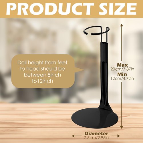 Yaocom 12 Pcs Doll Stand Action Figure Stands with Expandable Waist Wire for 8" to 12" Dolls and Action Figure(Black)