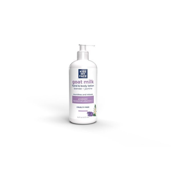 Kiss My Face Goat Milk Hand & Body Lotion - Lavender & Jasmine Lotion with Goat Milk - 16 Ounce Bottle with Pump (Lavender & Jasmine, Pack of 1)