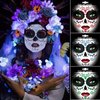 Day of the Dead Face Gems Jewels Stickers Halloween Self Adhesive Face Glitter Stickers Sugar Skull Costume Makeup Festival Stick on Rhinestone Stickers Temporary Tattoos Jewelry for Women/Men/Adults