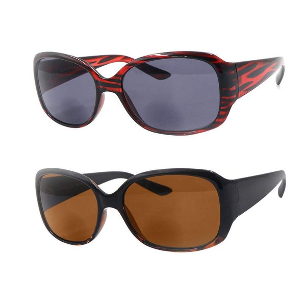 HYKaada 2 Pack Ladies Bifocal Reader Sunglasses Designer Color UV Protection Sun Reading Glasses with 2 Pouches