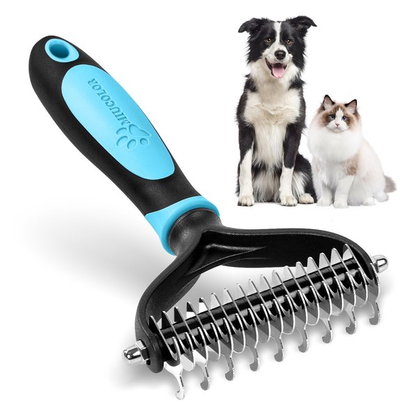 MIU COLOR Pet Grooming Brush, Undercoat Rake for Dogs & Cats, Professional Deshedding Brush and Dematting Tool, Extra Wide, 180mm, Blue