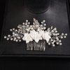 JWICOS Bride Wedding Hair Comb Flower Crystal Wedding Hair Accessories for Women and Girls Pearl Hair Piece for Brides and Bridesmaids