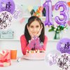 Purple 13th Birthday Decorations for Girls, Includes Happy Birthday Banner, Balloons, Silver Crown, Lavender Glitter 13 Year Old Cake Topper and Official Teenager Birthday Sash, 13th Birthday Gifts