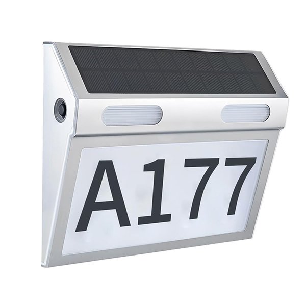 TBOKI Solar House Numbers, Solar Address Sign Stainless Steel House Numbers Waterproof, 3-Color Lighting Modes Address Plaque Illuminated Address Sign DIY Free Combination for Your Home and Yard