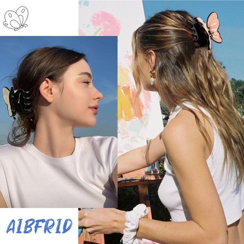 6 Packs Butterfly Hair Clips for Women Girls Cute Colorful Hair Claw Clip 2.7Inch for Thick Thin Curly Hair Accessories Medium Smooth Claw Clips Non Slip