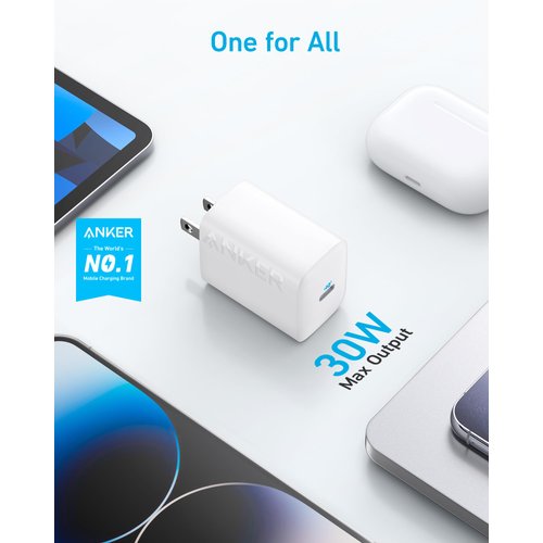 Anker 2-Pack 30W USB-C Foldable Fast Charger for iPhone, Samsung, MacBook Air, iPad Pro, Pixelbook, and More (Cables Not Included)