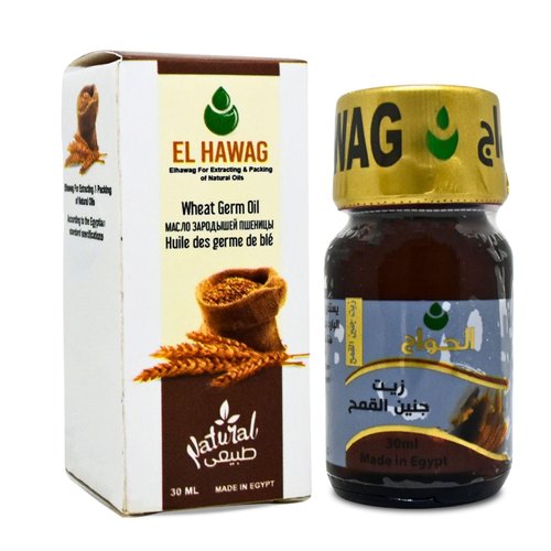 Elhawag Natural Wheat Germ Oil Pure Cold Pressed Hawag Concentrated Crude Perfect Egyptian Premium Fresh No Additives Non Gmo Kosher Halal (1 Pack = 1.01 oz / 30 ml) زيت جنين القمح الحواج حلال