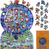 Wooden Jigsаw Puzzle for Adults - Uniquely Shaped Pieces - Made in The USA by FoxSmartBox - 340 Pieces - Santa Snow Globe