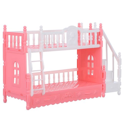 TOYANDONA Dollhouse Mini Bed Miniatures Bunk Bed Small Double Bed Doll Bunk Bed with Ladder Dollhouse Furniture Decoration Accessories DIY Doll House Room Decor