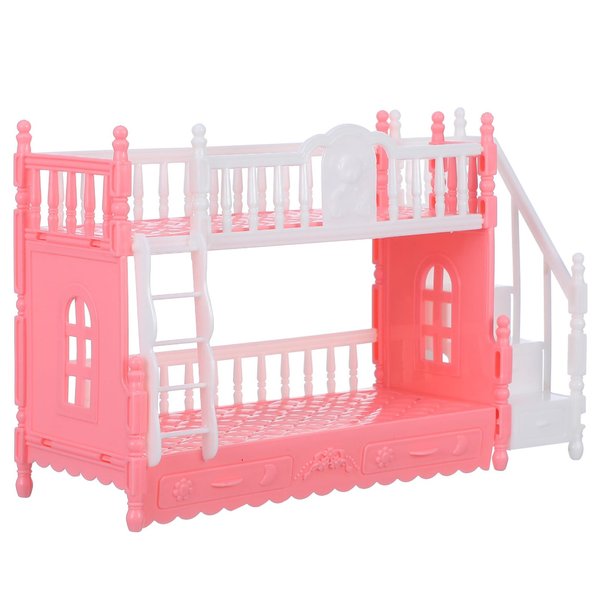 TOYANDONA Dollhouse Mini Bed Miniatures Bunk Bed Small Double Bed Doll Bunk Bed with Ladder Dollhouse Furniture Decoration Accessories DIY Doll House Room Decor