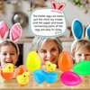 Cagemoga 40 Pack Easter Eggs Prefilled Wind Up Yellow Chick Toys Jumping Chicken Toy for Easter Egg Hunt Game Easter Basket Stuffers Party Supplies