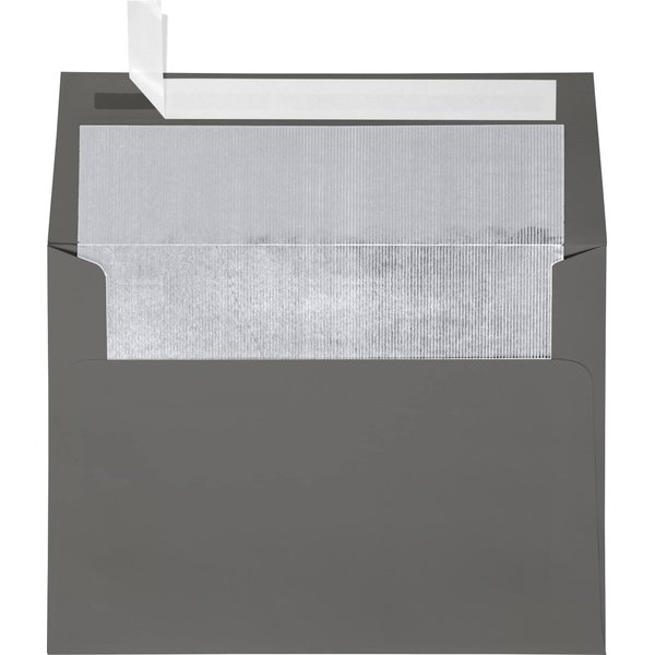 LUXPaper A7 Foil Lined Invitation Envelopes | Peel & Press | 5 1/4" x 7 1/4" | Smoke Gray w/Silver LUX Lining | 80lb. Text | 50 Qty