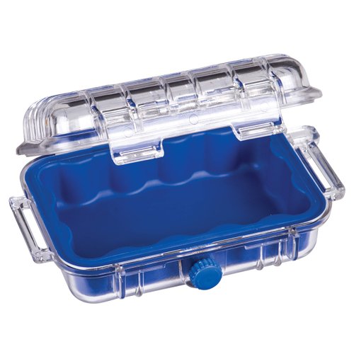 Flambeau Outdoors 102HD HD Tuff Box 100 with Zerust Anti-Corrosion Liner, Dry Box Storage, X-Small, Blue/Clear